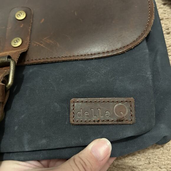 Della Q Dealer Maker Messenger Bag Leather Canvas Adjustable Strap Brown Blue main image 7
